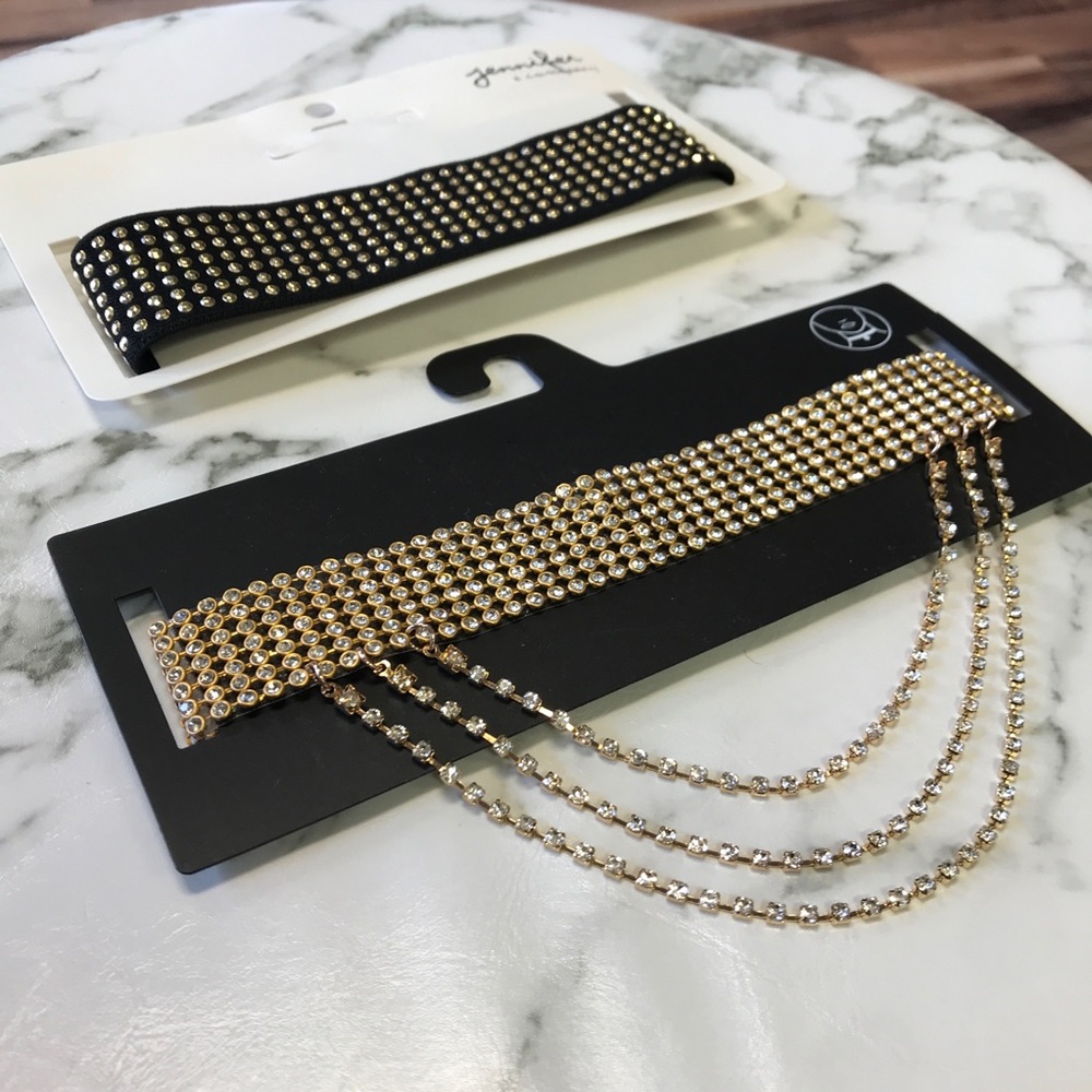 ‼️ Gold Rhinestone Black Choker Necklace - Picture 8 of 8